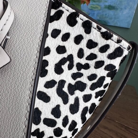 NWT!New! Avril Small Leather and Cheetah Print Calf Hair Satchel -White Cheetah - Picture 10 of 11